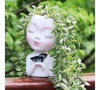 WEWEOW Planter, Resin, White Face Plant