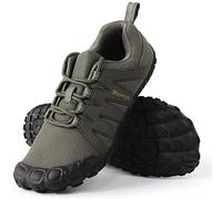 Weweya Barefoot Shoes Men Minimalist Running Cross Training Shoe, Army Green -Adjustable Tongue, 9 UK