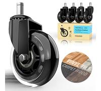 WEWILL Office Chair Wheels Caster 3" Rollerblade Rubber Replacement Castors up to 300KG for Hardwood Floors and Carpet - Universal Fit, Not for IKEA