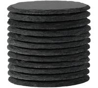 WEWINK PLUS 12 Pieces Slate Coasters Bulk, 4 Inch Round Laser Engraving Blanks, Black Stone Drink Coasters Rock Rustic Coaster with Anti-Scratch Backing for Home Decor, Bar, Gifts, Kitchen, Wedding