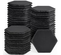 WEWINK PLUS 50 PCS Slate Coasters Bulk for Laser Engraving, 4 Inch Hexagon Blank Black Stone Drinks Coasters Rustic Coaster with Anti-Scratch Backing for Home Decor, Bar, Gifts, DIY
