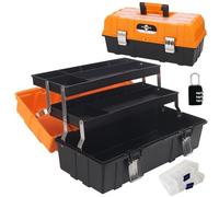 WEWLINE 17-Inch Tool Box Organizer 3-Layer Multiplication Plastic Storage Toolbox with Portable Handle Perfect for Home Office Car Trunk