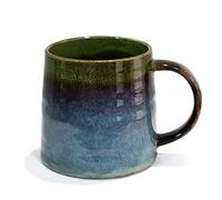 wewlink Large Ceramic Coffee Mug, Pottery Mug,Tea Cup for Office and Home,Handmade Pottery Coffee Mugs,16.5 Oz,Dishwasher and Microwave Safe,kiln altered glaze craft (Green)
