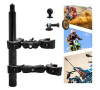 WEWOGA Motorcycle Double Clamp Mount Kit with 59" Invisible Selfie Stick Compatible for Insta 360 X5 X4 X3 X2 X ONE RS R GO 3 Aluminum Alloy Heavy-Duty Handlebar Clamp Mount Accessories