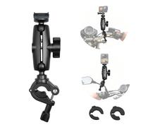 WEWOGA Motorcycle Mirror Handlebar Mount with Magnetic Adapter Compatible for DJI Osmo NANO/Action 6, 0.28"-1.41" Pole Clamp with 1/4 Screw Compatible for Insta360 X5-X, Adjustable POV Bike Bracket