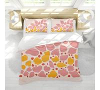 Wewoo Home Girl Duvet Cover Matisse Abstract Leaves Duvet Cover 3 Pieces 1duvet Cover with Zipper Ties 2 Pillowcases Pink Yellow Bedding Set Comfy Double