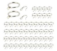Wexecon 50 Pieces Metal Shower Curtains Rings with Shower Curtain Hooks, Inner Diameter Length 30 mm/1.18", Curtain Hanging Rod Rings for Window Door Shower Bathroom Home Improvement(Silver)