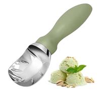 WEXFFU Ice Cream Scoop Stainless Steel Icecream Scoop Slip Grip Heavy Duty Ice Cream Spoon Sturdy Icecream Scooper for Cookie Dough, Mash Potatoes, Melon Balls, Dishwasher Safe (Green)