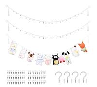 WEXFFU Soft Toy Storage, 2 Piece Toy Hammock for Stuffed Animals with 60PCS Metal Clips, Hanging Toy Storage Organizer for Kids Children Bedroom Door & Playroom for Hanging Plush Toys Hats Socks