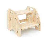 WEXFFU Toddlers Step Stool With Handle, Wooden Step Stool, Kid 2 Step Stool, Height Adjustable Wooden Nursery Stool, Safe & Sturdy, Bamboo Step Stool For Sink, Bathroom, Kitchen, Bedroom, Easy To Move