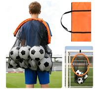 WEXFFU Top Bins Football Targets Net & Bag, 2-In-1 Storage & Goal Target For Training, Football Training Equipment, Easy To Attach And Detach Soccer Goal Net 10+ Ball Capacity (Orange)