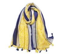 Weximil Large Boho Scarf for Women - Lightweight Floral Printed Scarves Fall Winter Fashion Fringed Shawl wraps, 001 Yellow Blue, Large
