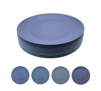 WEXINHAO Plastic Dinner Plates Reusable, Unbreakable Salad Plates 10 inch set of 12, BPA Free Dishwasher & Microwave Safe Party Plate for Kids Kitchen Camper Outdoor (Grey Stone)