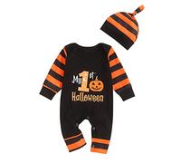Wexuua Halloween Baby Clothes My First Halloween Newborn Infant Baby Boy Girl Romper Unisex Pumpkin Outfit Set Jumpsuit One-Piece with Hat 2PCS