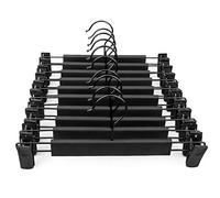 WEYANG Clothes Hangers Black Plastic Clothes Pants Hangers with 2-Adjustable Anti-Rust Clips Skirt Hangers and 360 Rotatable Hook Trousers Jean Hangers Pack of 10