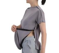 weybaihe Post Shoulder Surgery Shirts with Concealed Snap Buttons on Both Sides| Lightweight Soft Chemo Shirt, Grey, L