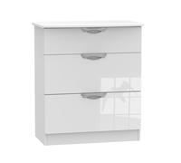 Weybourne Chest of Drawers White 3 Drawers - 88.5cm