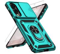 Weycolor for Samsung Galaxy S25 Edge Case with Camera Lens Cover, 10 FT Military Grade Drop Protection, Magnetic Ring Holder Kickstand Protective Phone Case, Ice Green