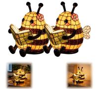 WEYFHNK Bee Reading Light, Warm Bee Statue Night Light, Cute Book Light for Reading at Night, Indoor Reading Books Nightlight for Book Lover Gift (2)