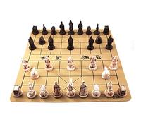 weyheng Traditional Chinese Xiangqi Portable Chess Set,Travel Board Game Set with Resin Chess Pieces and Leather Chessboard