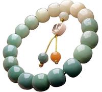 WEYIMVTO Green Bodhi Root Single Circle Bracelets, Buddha Beads