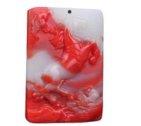 WEYIMVTO Jadeite necklace, Chicken Blood Bloodstone Jade Hand-carved Dragon And Phoenix Pendant Men Woman's(A4)