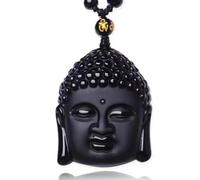 WEYIMVTO Jadeite necklace, Natural Black Obsidian Carved Ganesh Elephant Lucky Pendants Free Necklace Fine Stone Crystal(C)