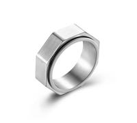 WEYIMVTO Men's vintage rings, Rotatable Hexagonal Nut Ring Titanium Steel Fidget Jewellery, EDC Essential, Hardcore Industrial Design(Q)