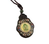 WEYIMVTO Thangka pendant Fashion vintage Ancient Nepal Thangka Buddha statue god ebony Elephant pendant necklace exotic for men and women sweater chain(2)