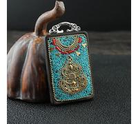 WEYIMVTO Thangka pendant Fashion vintage Ancient Nepal Thangka Buddha statue god ebony Elephant pendant necklace exotic for men and women sweater chain(Pendant Accessories 02)