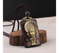 WEYIMVTO Thangka pendant Fashion vintage Ancient Nepal Thangka Buddha statue god ebony Elephant pendant necklace exotic for men and women sweater chain
