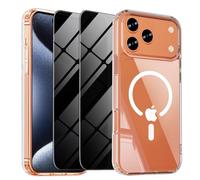 WEYNRBOX Magnetic for iPhone 17 Pro Case With Privacy Screen Protectors 2X,[Compatible with MagSafe][20ft Protection],Slim Shockproof Phone Case Cover for iPhone 17 Pro -Clear