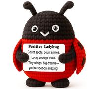 WEYON Positive Lucky Gift - Mini Crochet Ladybug Plush with Message Card, Handmade 3-Inch, Kawaii Desk Locker Decor, Year-Round Encouragement