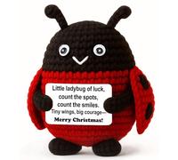 WEYON Stocking Stuffers for Kids & Teen Girls - Mini Crochet Ladybug Plush with Story Card, Handmade 8-10cm, Cute, Kawaii Desk Nightstand Locker Decor, Secret Santa, Lucky Bug