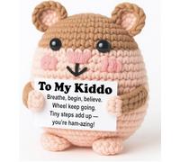 WEYON Study Motivation - Mini Crochet Hamster Plush with Positive Card, Handmade, Tween Teen Desk Focus, Kawaii Encouragement, Year-Round