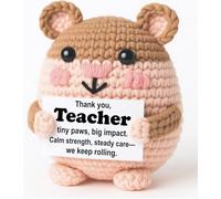 WEYON Teacher Appreciation Gift - Mini Crochet Hamster Plush with Positive Card, Handmade, Classroom Desk Decor, Tiny Paws Big Impact