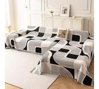WEYOND Boho Chenille Sofa Cover for L-Shaped Couch, Sectional Couch Covers Washable, Pet Friendly Chaise Slipcover for Love seat, 2 3 4 Seater (180 x 300 cm + 180 x 340 cm, Black)