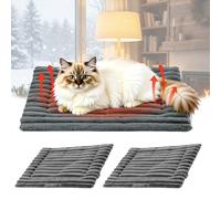 Weyot 2 Pack Self Heating Cat Mat for Small Animals, Self Warming Pet Bed, Indoor Pet Warmer for Cat Houses/Rabbit Hutches/Chick Brooders In Extreme WeatherGrey,76x51cm/30x20in