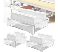 Weyot 3 Pack Slide Out Desk Drawers, Under Desk Table Drawer Storage Organizer, Hidden Desktop Organizer, Attachable Pencil Storage Tray Under Table White,C