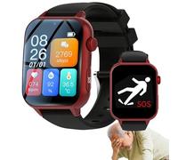 Weyot Fall Detection Smartwatch for Seniors, Elderly Alarm Smart Watch, Fall Alert Devices, SOS Smart Bracelet, Personal Alarm with Emergency Assist ButtoRed,One Size