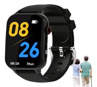 Weyot Fall Detection Smartwatch for Seniors, Personal Alarm with Emergency Call Button and 2 Way Calling, Fall Alarm Watch for Elderly, Heart Rate Monitor, Medical RemindersBlack,One Size