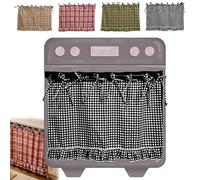Weyot Handmade Oven Skirt, Farmhouse Kitchen Décor Oven Curtain, Plaid Fabric Dishwasher Curtain Cover with Tie Top, Kitchen Decorative Stove Skirt Black,30x22in