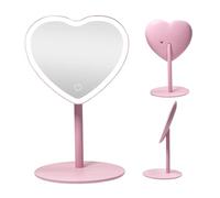 Weyot Vanity Mirror with Lights, Heart Mirror, Smart Touch Screen Lights Brightness Adjustable 75° Mirror Angle Adjustable USB Charging - Heart Makeup Mirror For Ladies Girls,Pink