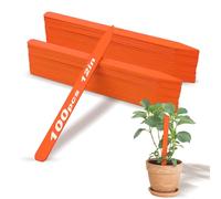 Weysat 100 Pcs 12" Hardwood Plant Labels for Field or Containers, Plant Tags Wood Garden Stakes for Seedling Garden Labels Markers Nursery Seed Tags, with Smooth Writing Surface (Orange)