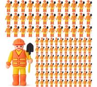 Weysat 100 Pcs Mini Construction Worker Figures People Bulk Small Tiny Resin Figurines Only Bulk for Sand Box Projects Diorama Village Party Favors Dollhouse Decors Hide and Seek