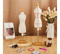 Weysat 2 Sets Doll Dress Form Mini Female 1/4 Size Tailor Dressmaker Dummy Mannequins Body Miniature Sewing Mannequin Dress Forms for Sewing with Red Patch Set