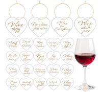 Weysat 24 Pcs Acrylic Wine Glass Charms with Funny Quotes & Gold Text, Reusable Drink Identifiers Tags with Storage Bag for Birthday Parties Weddings Supplies(Heart)