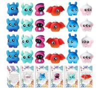 Weysat 24 Set Emotional Monster Gift for Employee Resin Monsters with Positive Card Inspirational Funny Faovrs for Coworker Student Teacher Team Motivation Gift Bulk for School Office