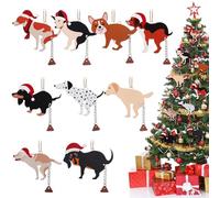 Weysat 27 Pcs Funny Pooping Dog Ornaments for Christmas Tree Decoration Wooden Naughty Hanging Dog Poop Decor Christmas Gag Gifts for Home Indoor Outdoor Xmas Holiday Decor