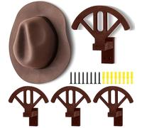 Weysat 4 Pack Cowboy Hat Rack Holder Adjustable Wooden Cowboy Hat Hanger Wall Mount Stand for Wall Can Keep Original Shape 4-speed Western Storage Display for Closet Living Room Western Gift (Brown)